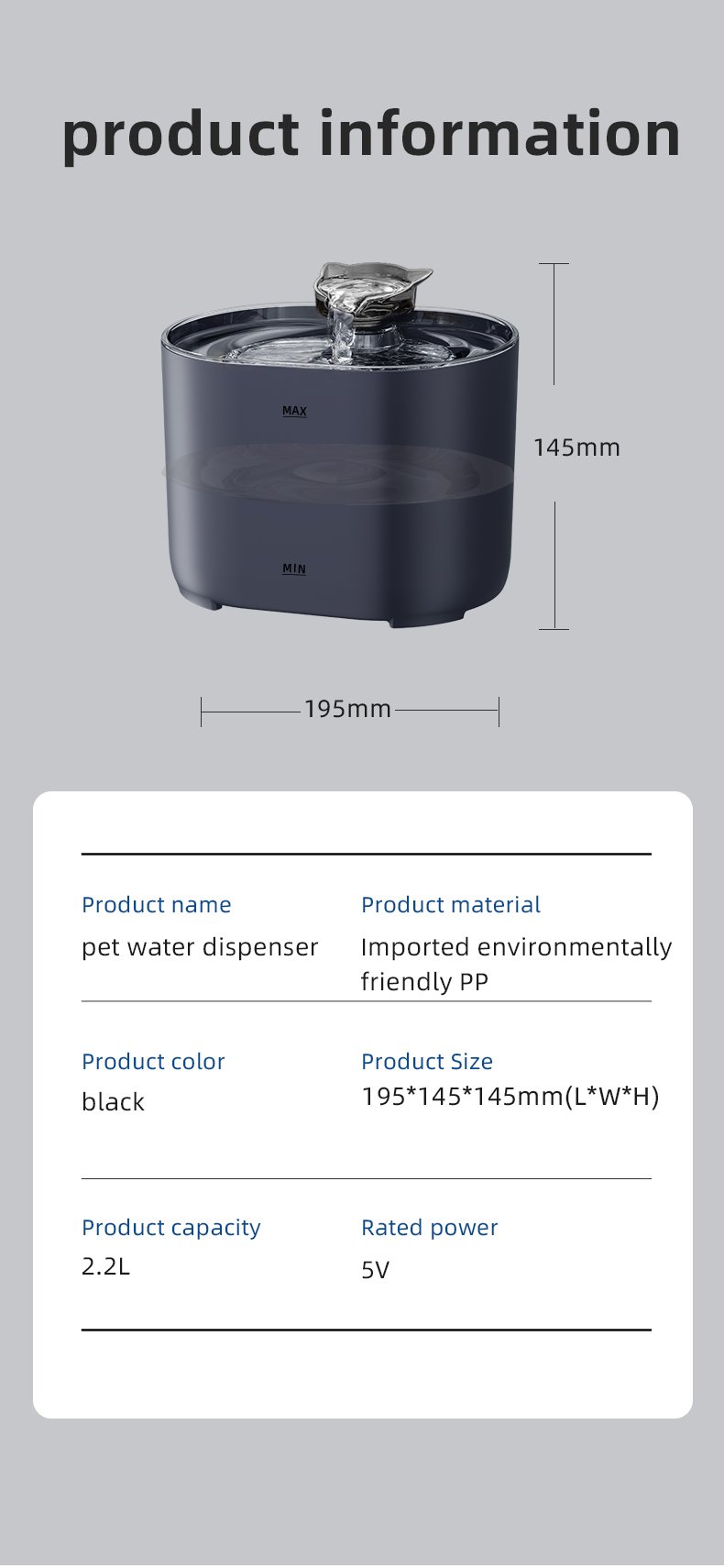 HW-PW03 Pet Water Dispenser Detailed Drawing